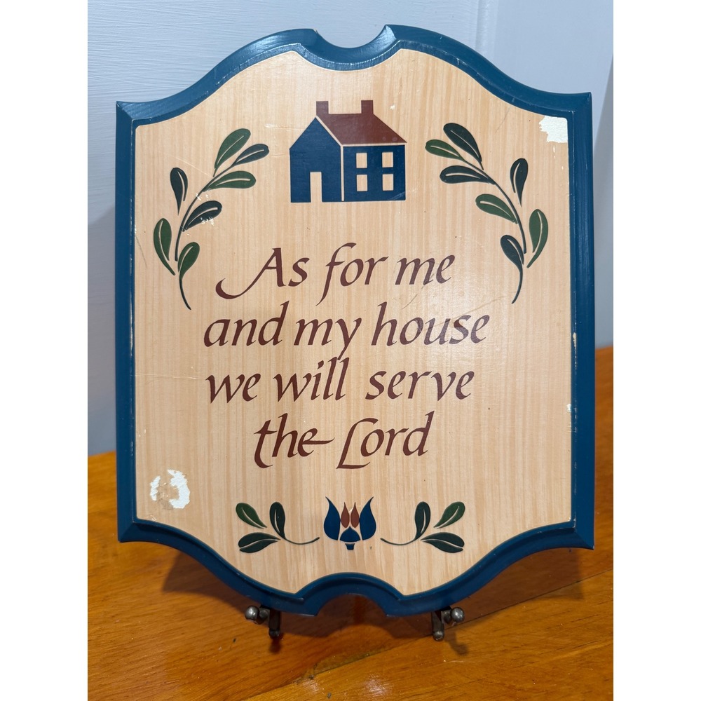Vintage Joshua 24:15 Wood Wall Plaque As For Me And My House Serve The Lord Sign